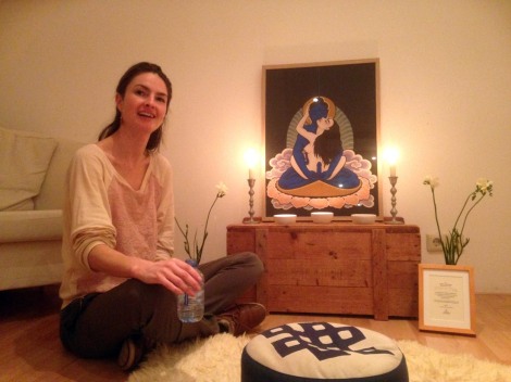 Marije showing her home altars on the Tantra Festival, Rotterdam